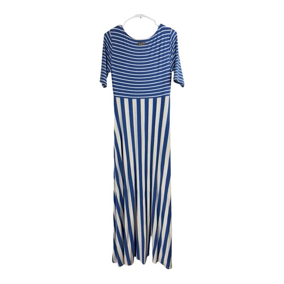 NWT Matilda Jane Size Small The Road Ahead Maxi Striped Knit Dress Blue White - Picture 2 of 4